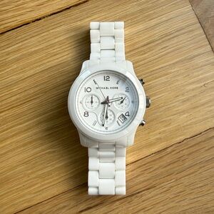 Michael Kors White Ceramic Chronograph Bracelet Watch